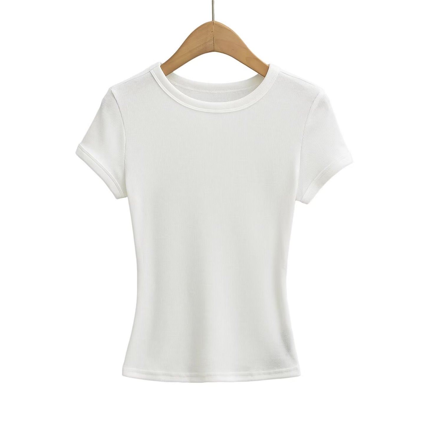 ins Hot Girl style small round-neck hemmed T-shirt for women