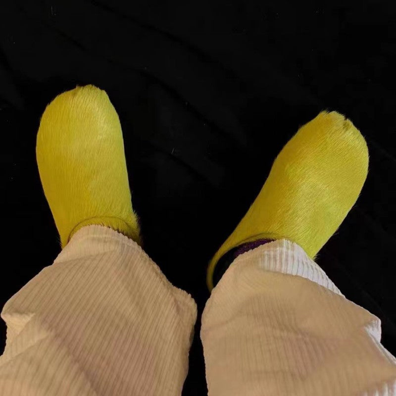 Women's Genuine Leather Horsehair Platform Slippers