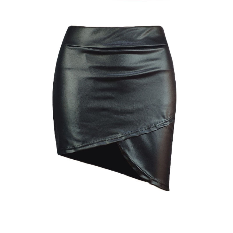 Faux leather crossed skirt