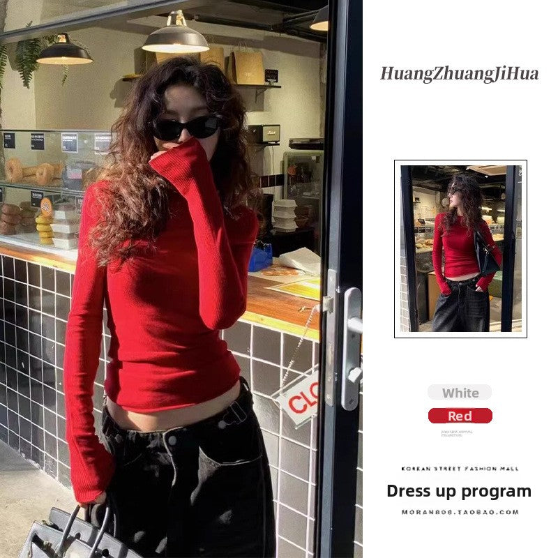 Red Slim-fit Wool Sweater for Women