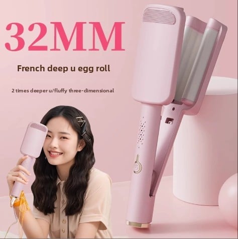 New French Egg Roll Curling Iron 32mm Deep U Water Wave Long-lasting and Hair-friendly