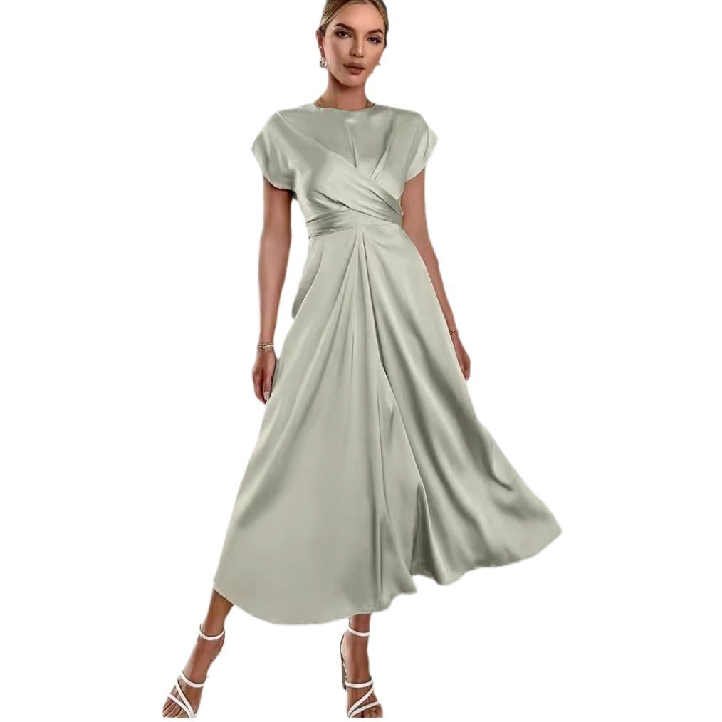 Satin one-sleeve dress