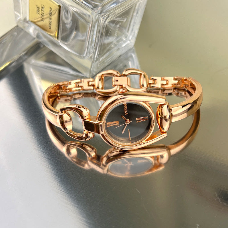 Vintage Button Bracelet Watch Fashion Quartz Women's Wristwatch.