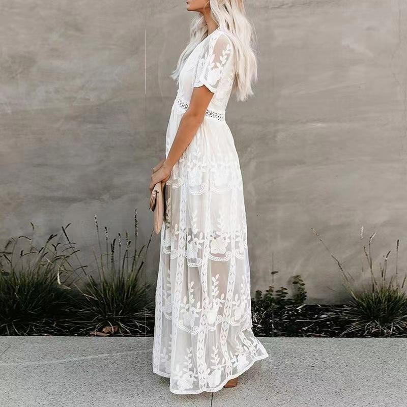 Lace long-sleeved chiffon dress
