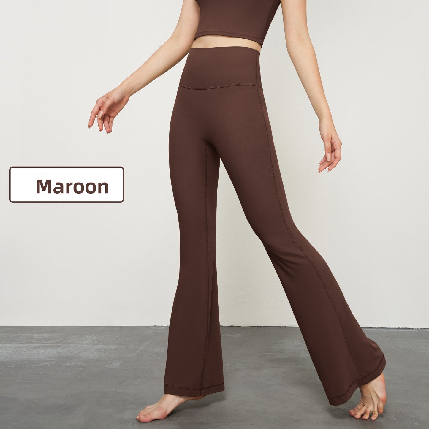 High elasticity micro-ruffled yoga pants, sheer high-waisted wide-leg pants