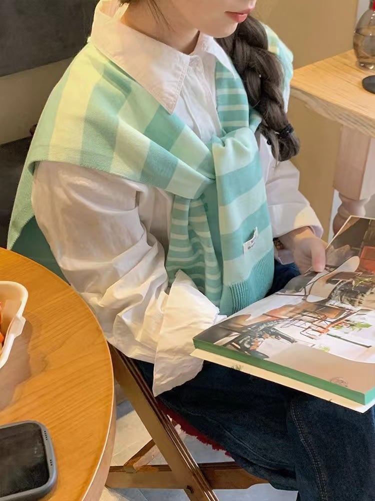 Striped shawl outerwear