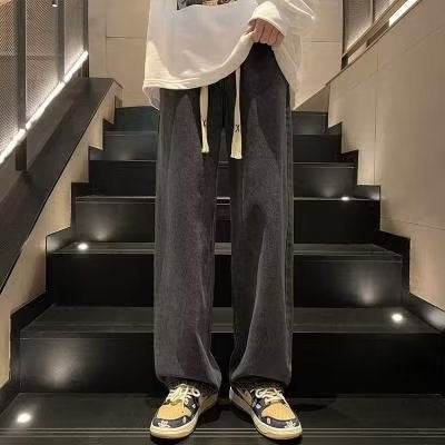 Vintage Men's Jeans Straight Loose Casual Trousers