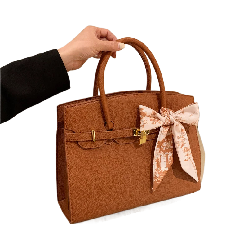 Women's Fashion Lock Scarf Kelly Bag Crossbody Tote Bag