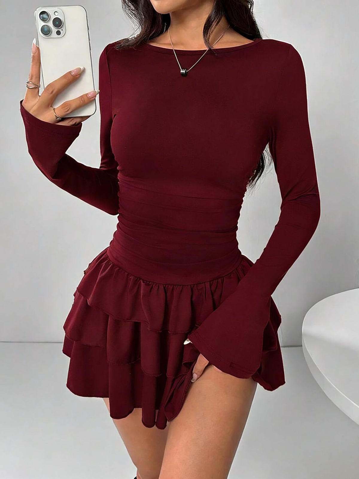 Womens Slimming Long Sleeve Dress