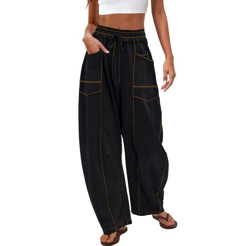 Summer wide-leg pants, drawstring waist casual pants and sweatpants