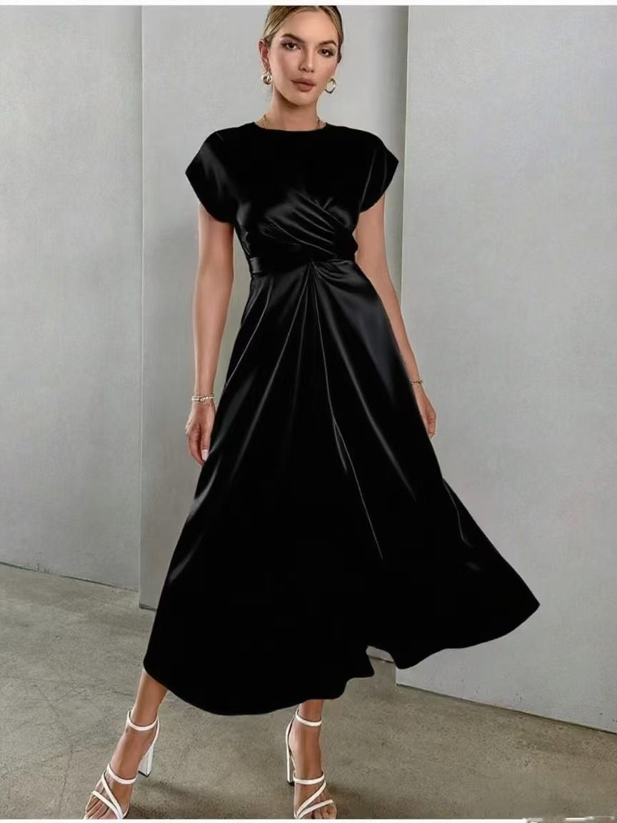 Satin one-sleeve dress