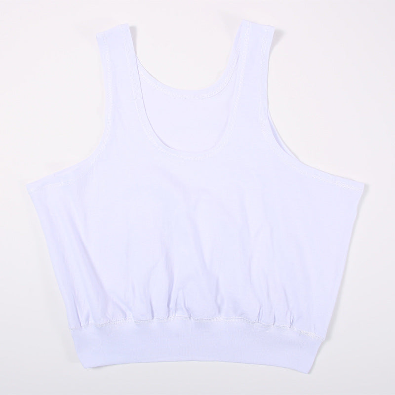 Printed Summer Middle-aged and Elderly Short Vest Underwear Women's Cotton Large Size Elder's Undershirt Bra Mother's Sling Thin Vest