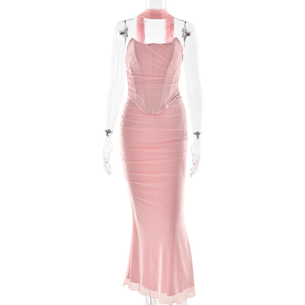 Womens Halter Neck Bodycon Dress Set