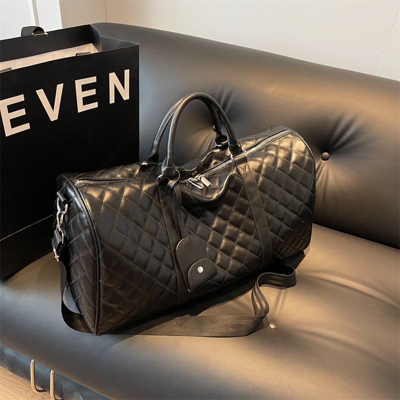 PU checkered travel bag