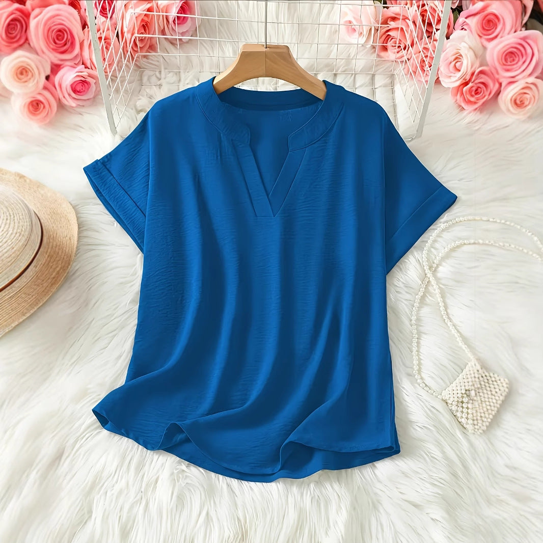 Loose solid-color casual shirt for women