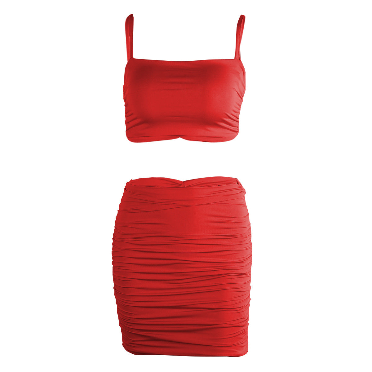 Sexy Camisole and Bodycon Ruched Two-Piece Set