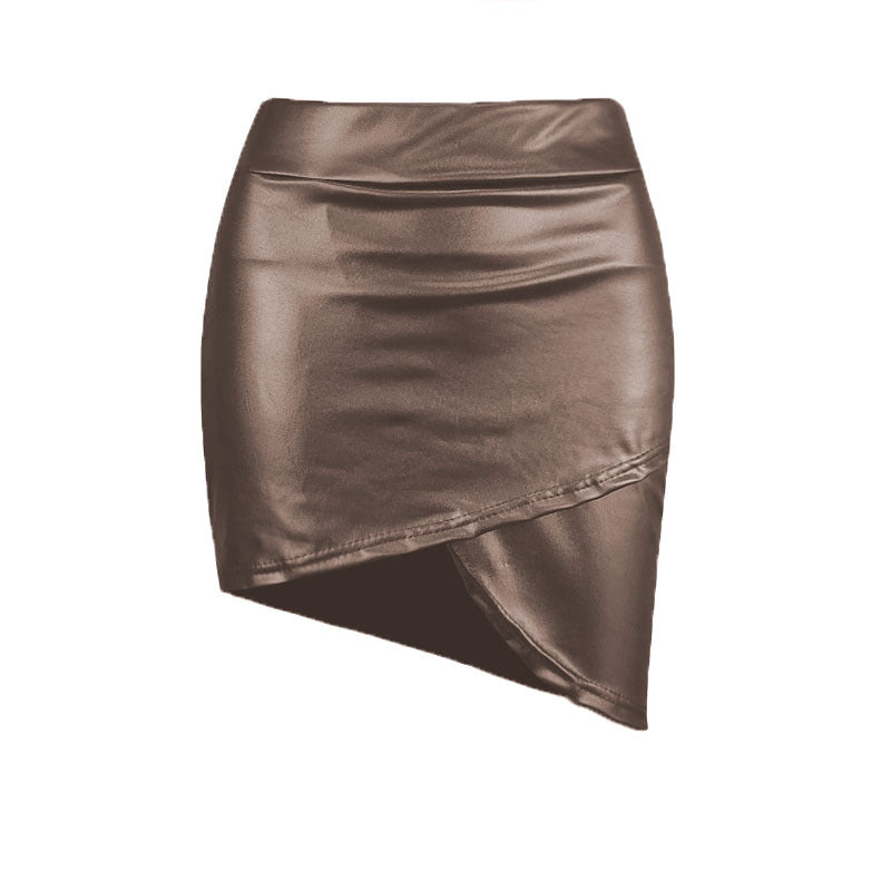 Faux leather crossed skirt