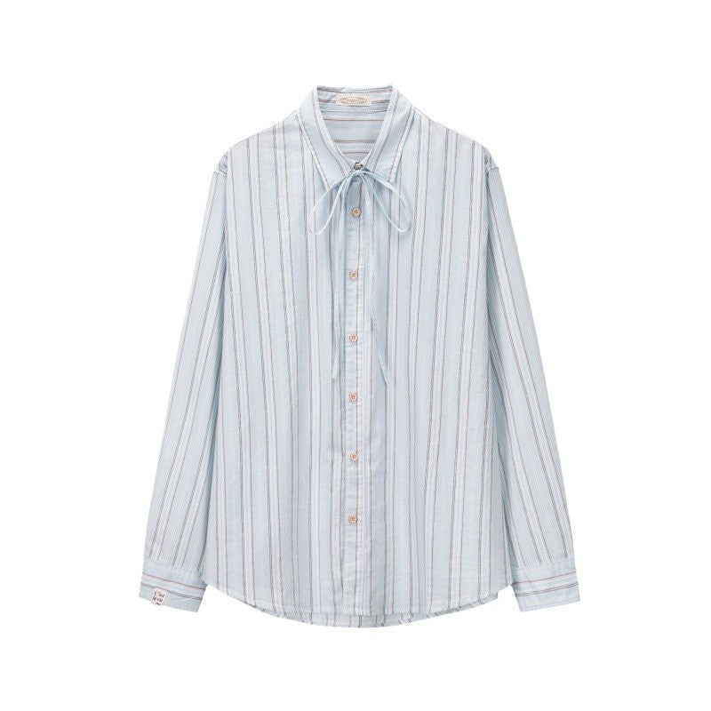 Womens Blue Striped Loose Shirt