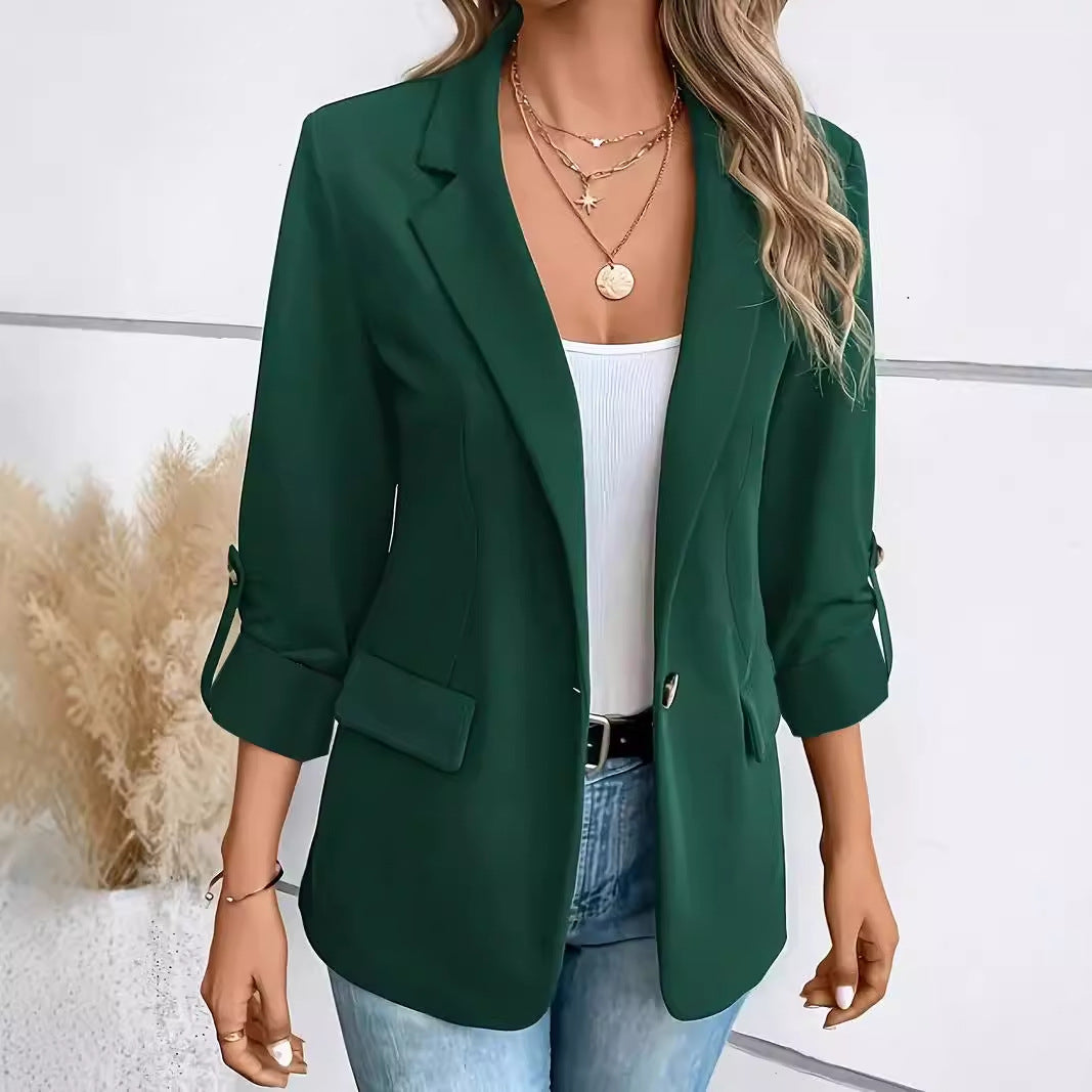Women's Solid Color Long Sleeve Suit Jacket