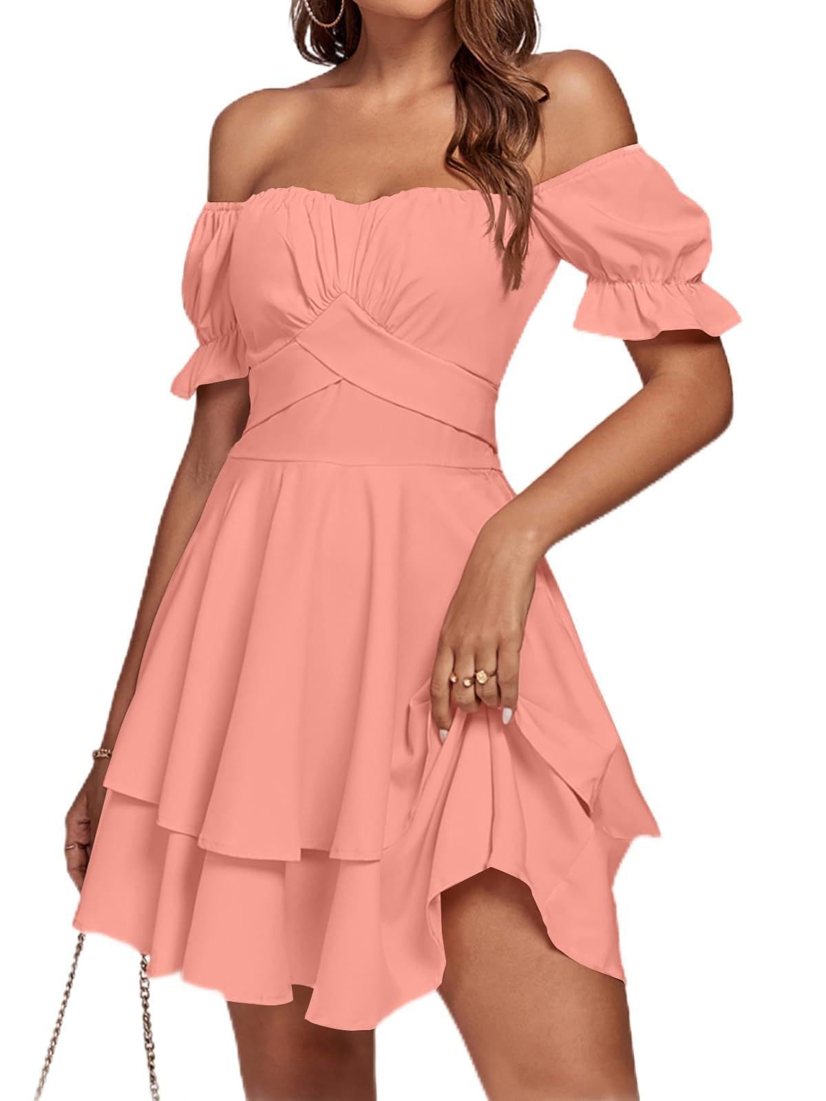 Off-Shoulder Lace-Up Ruffle Formal Gown
