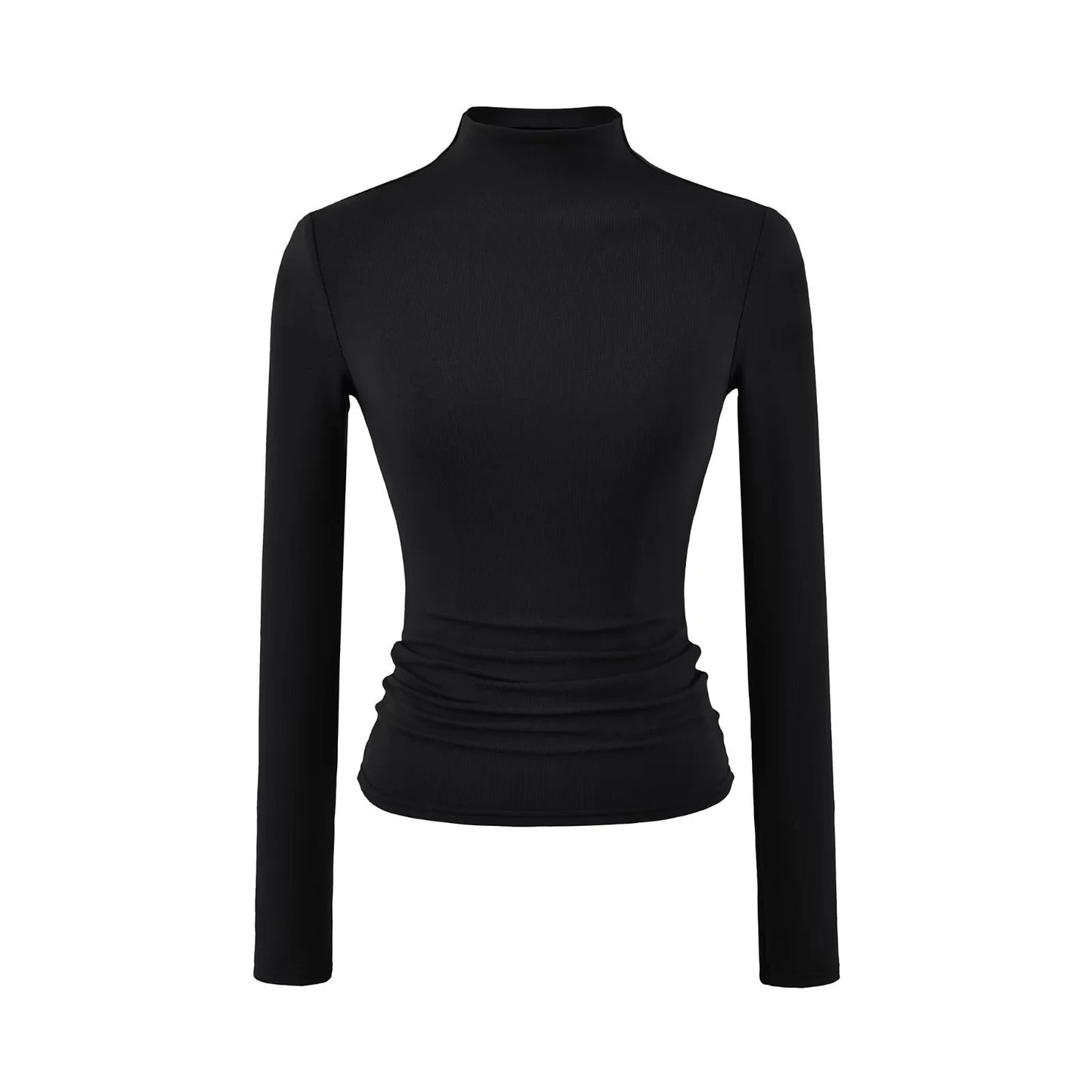 Womens Fleece Half Turtleneck Long Sleeve Top