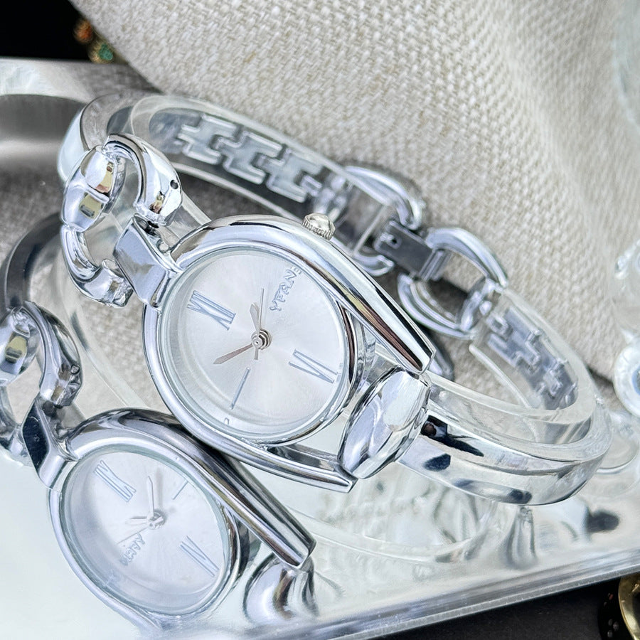 Vintage Button Bracelet Watch Fashion Quartz Women's Wristwatch.