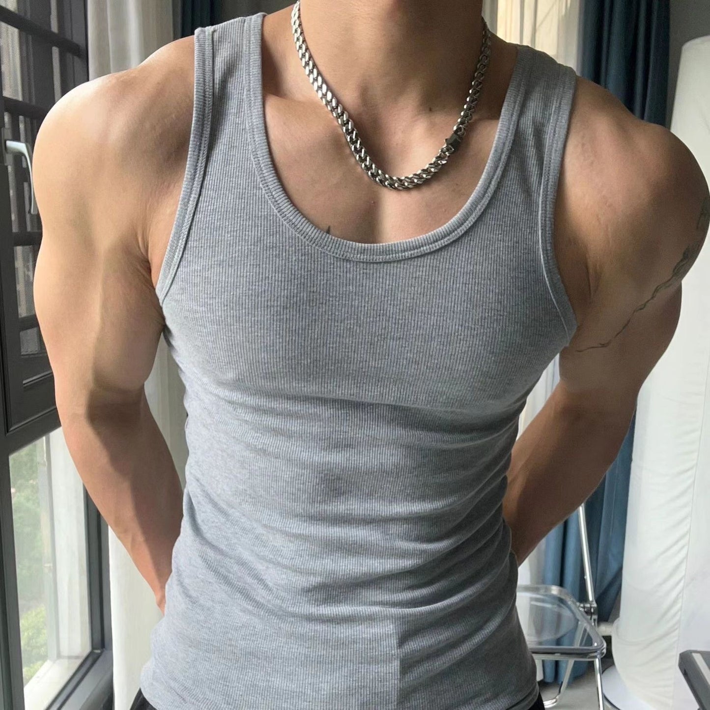 Sleeveless V-necked vest