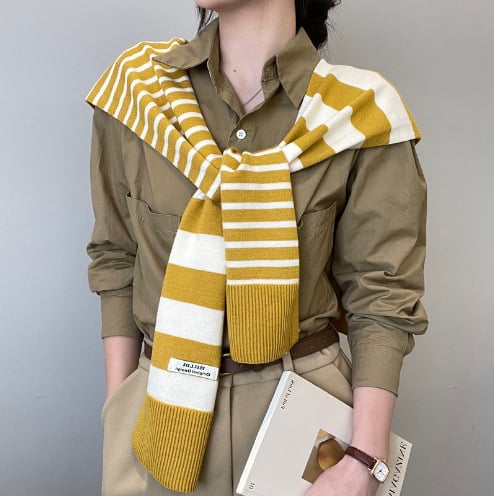Striped shawl outerwear