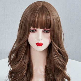 Wig Women's Long Hair Full Head Cover Large Wave Long Curly Hair Cyber Celebrity Cartoon Bangs Face Realistic Natural Wig Cover