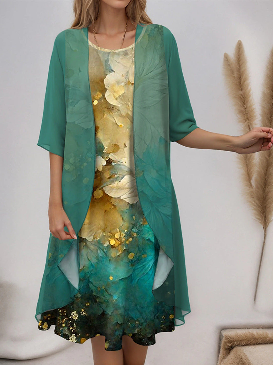 Two-piece chiffon dress set