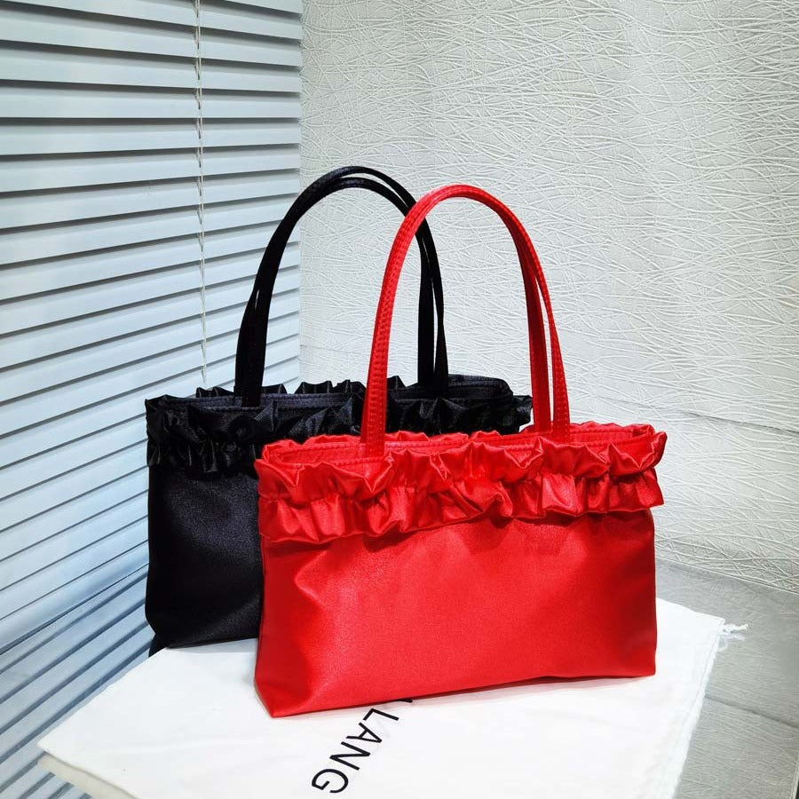 Red Crossbody Bag Handmade Satin Vintage Lace Flower Shoulder Bag