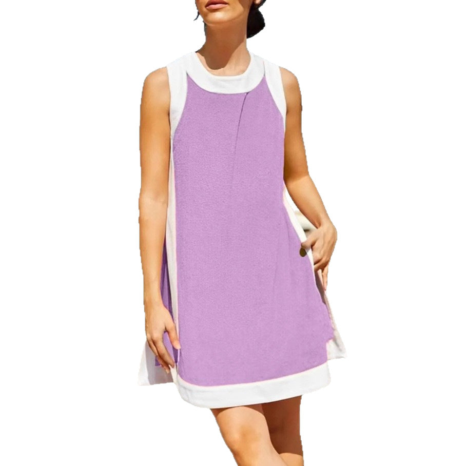 Casual multi-color round-neck sleeveless set