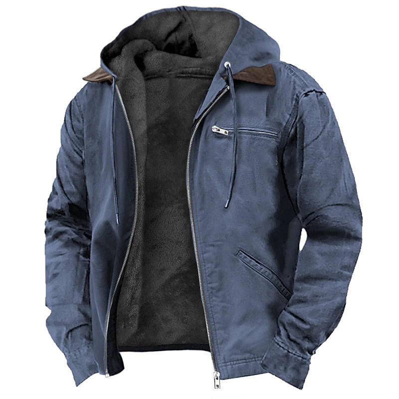 Mens Fleece Lined Hooded Jacket