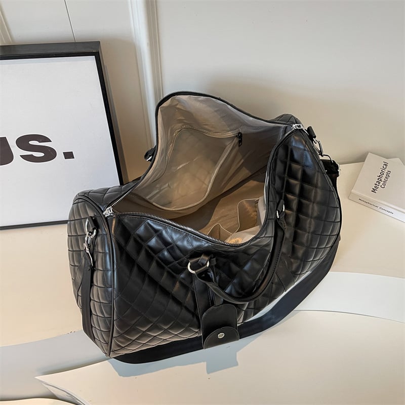 PU checkered travel bag