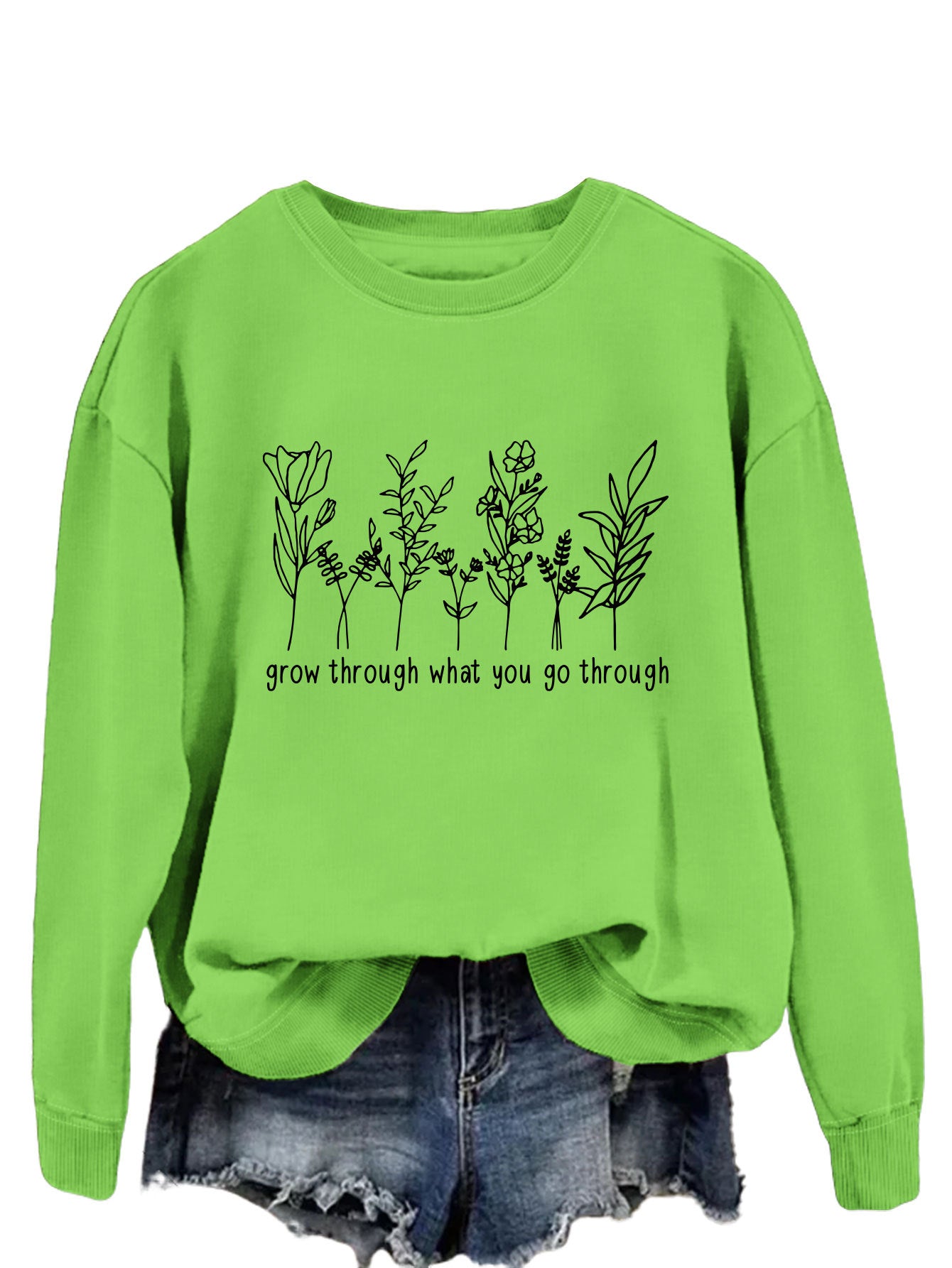 Casual round-neck hoodless sweatshirt