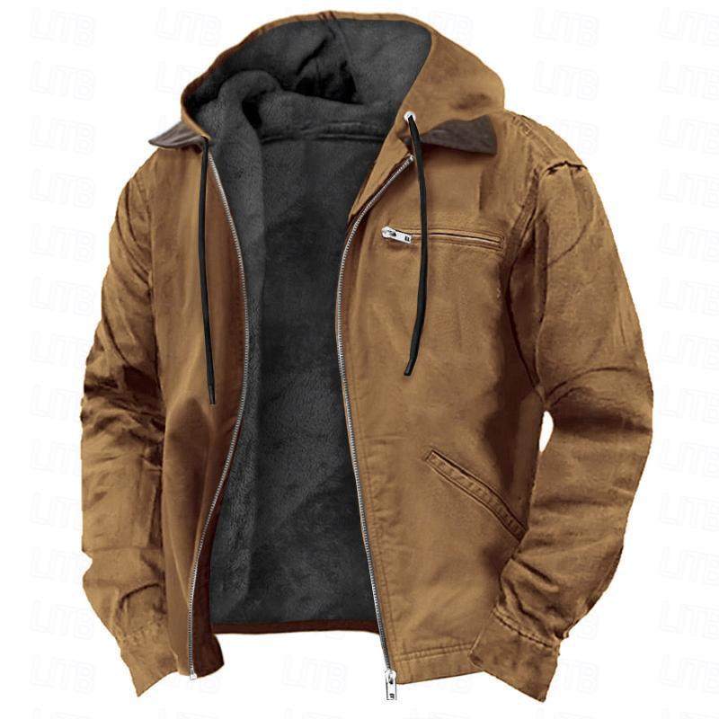 Mens Fleece Lined Hooded Jacket