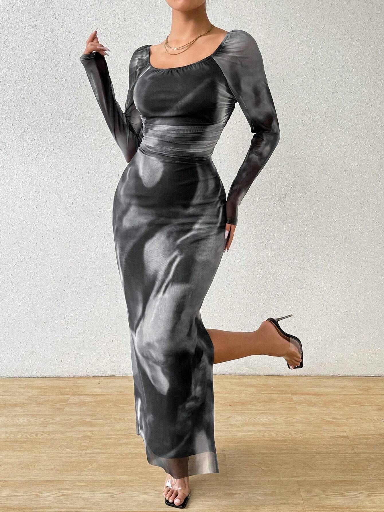 Sexy Tight Split Square Collar dress