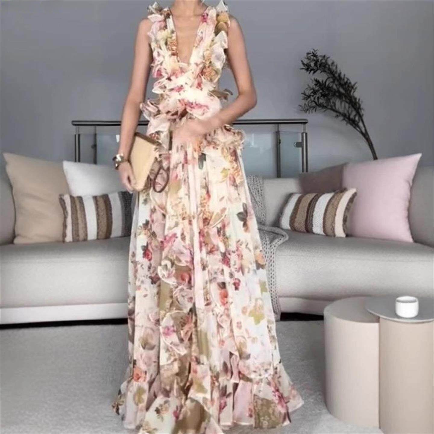 Floral Lace V-Neck Bubble Dress