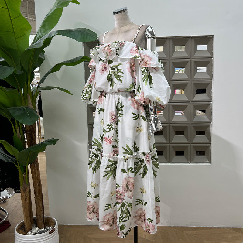 Ruffled-edge halter top set