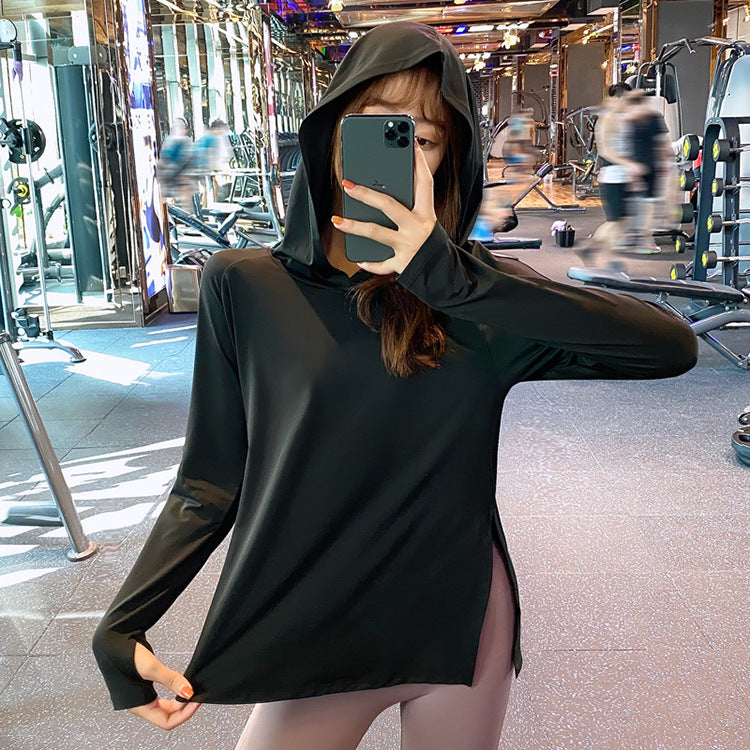Hooded Long Sleeve Workout Top for Women