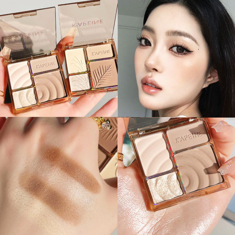 Four-color high-gloss repair plate shadow Pearl matte brightening glitter powder high-gloss powder cake repair plate natural three-dimensional cross-border