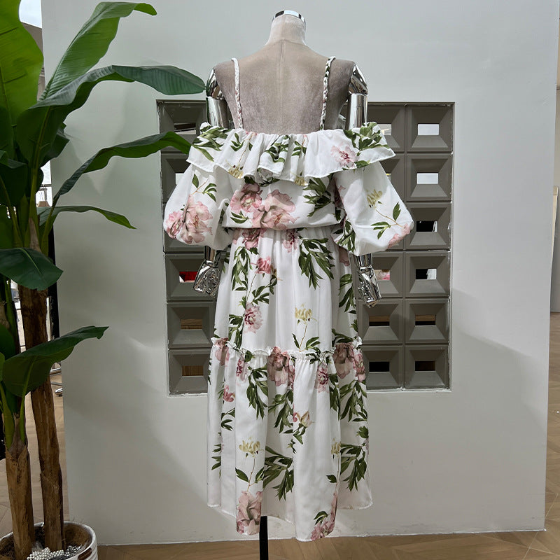 Ruffled-edge halter top set