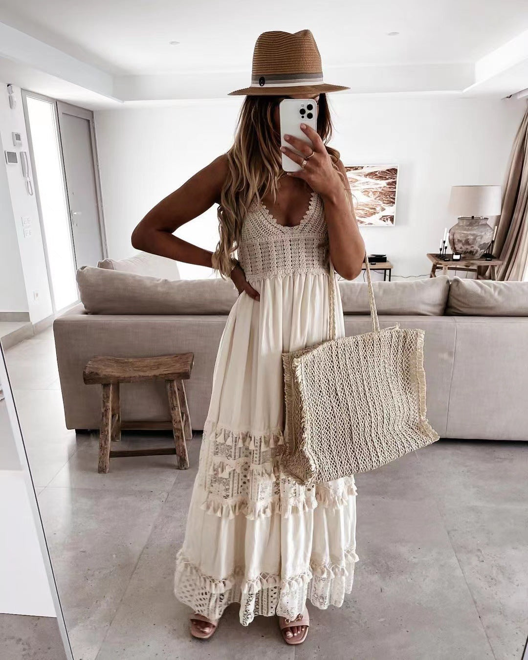 Womens Sleeveless V-Neck Dress