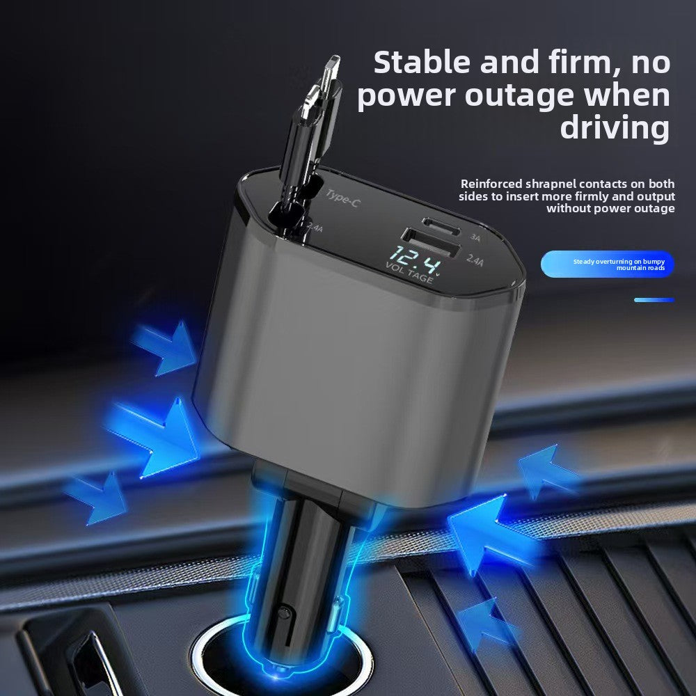 Four-in-one mobile phone charger telescopic cable