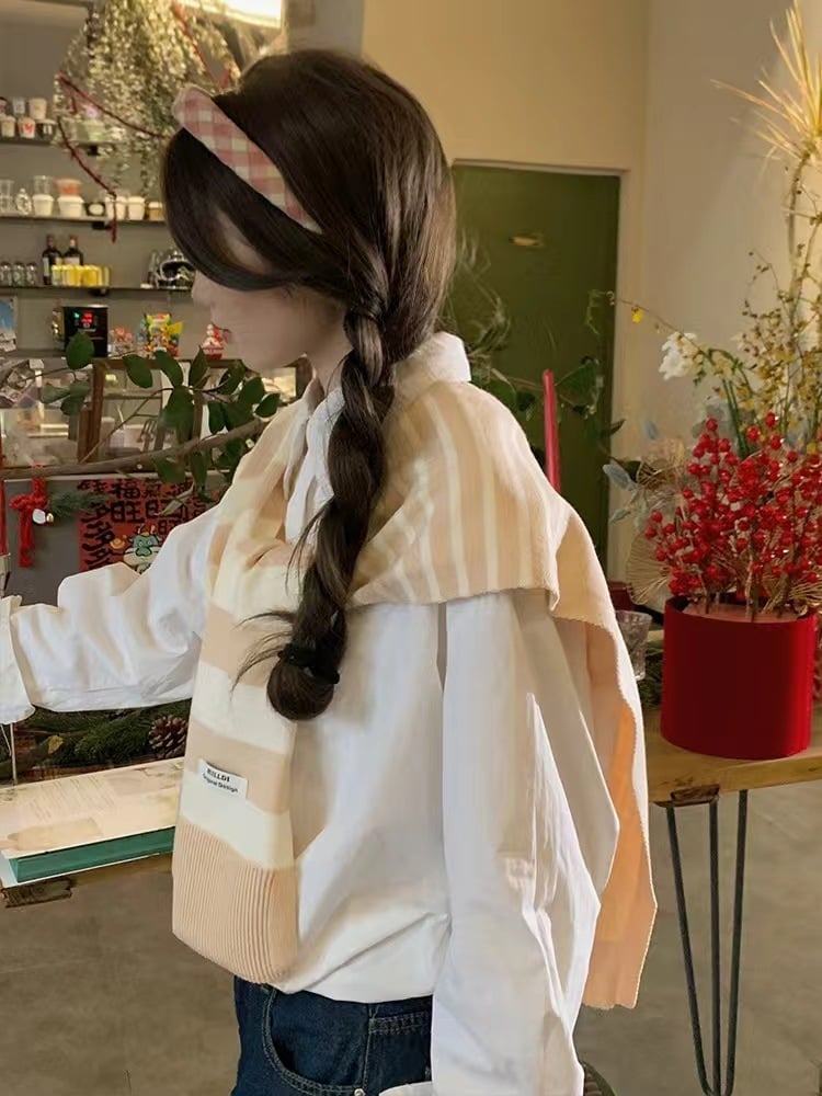 Striped shawl outerwear