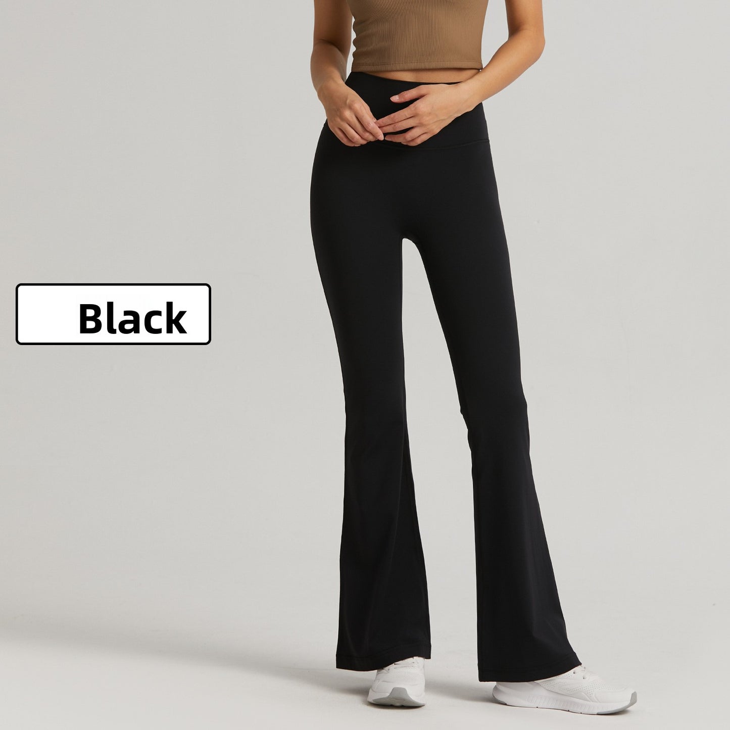 High elasticity micro-ruffled yoga pants, sheer high-waisted wide-leg pants