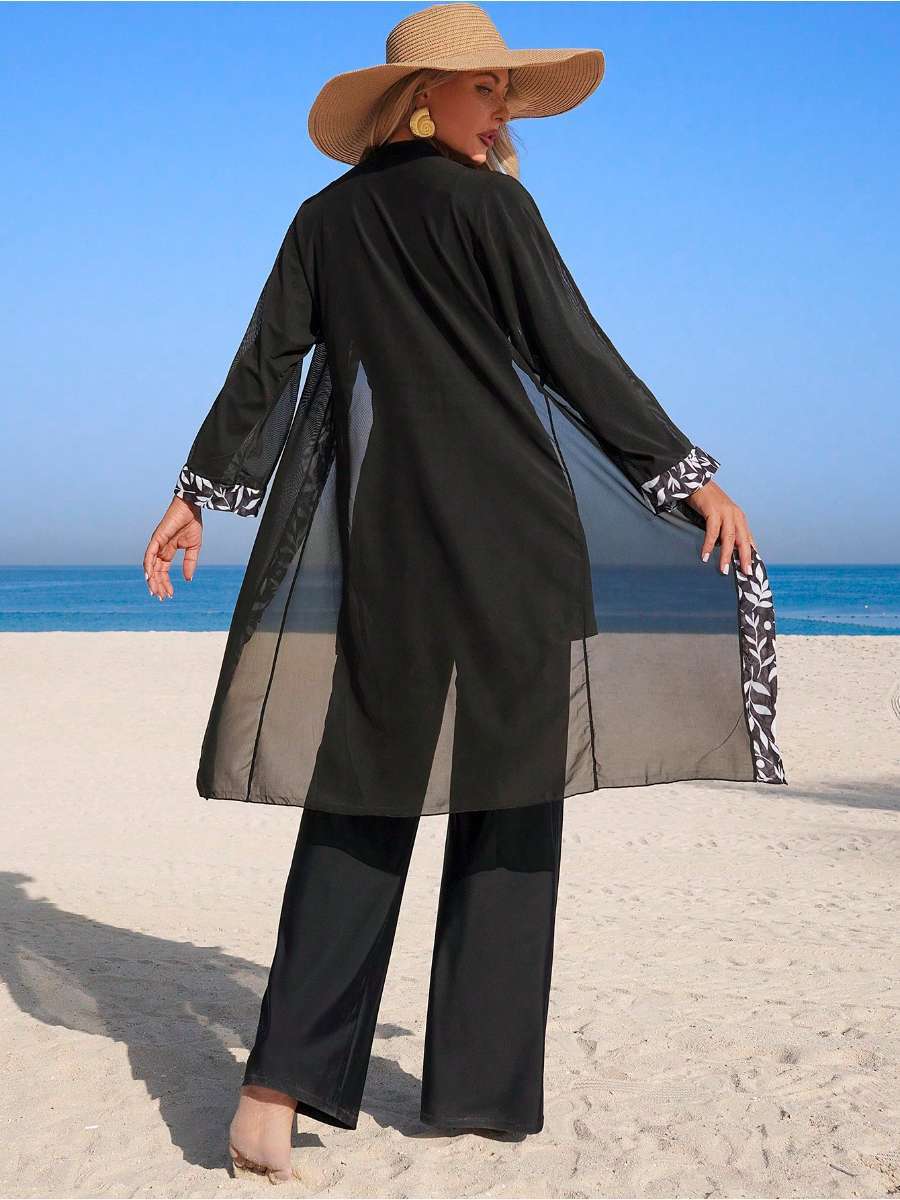 Long Sleeve Swimsuit Dress with Lace-Up Waist