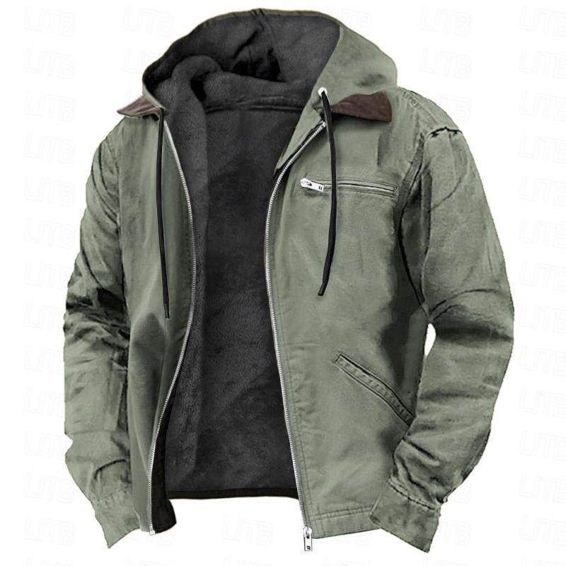 Mens Fleece Lined Hooded Jacket