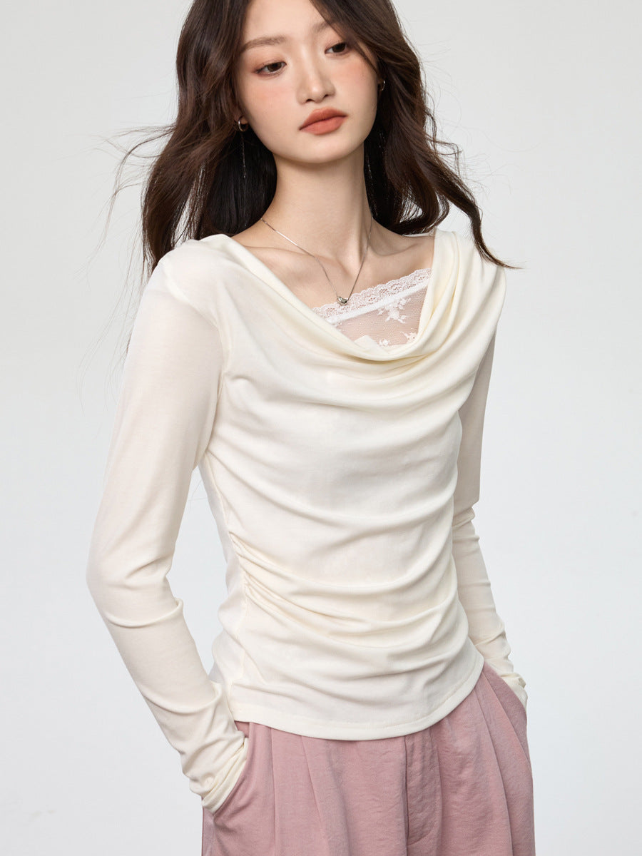 Swing collar stitching fake two-piece long sleeve