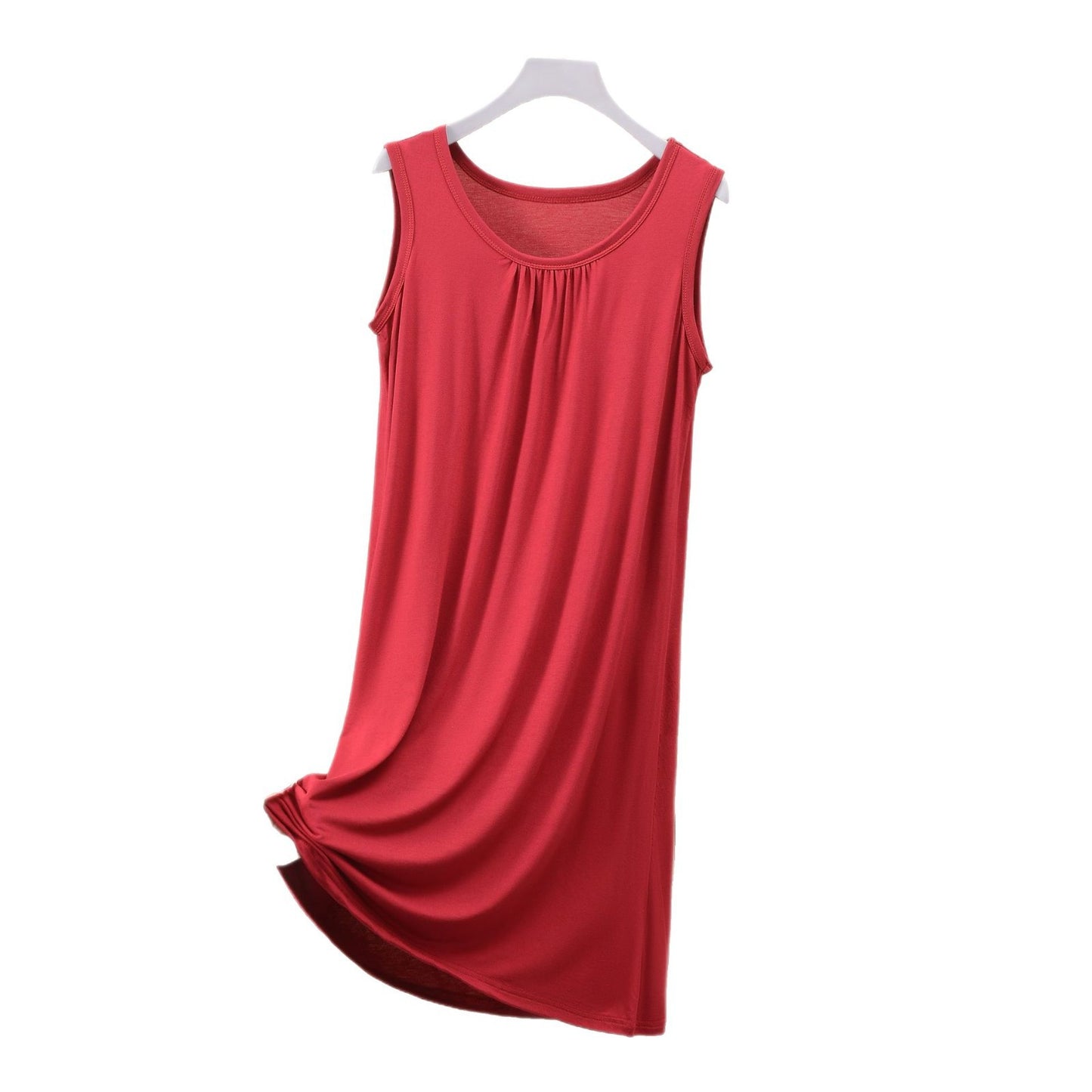 Round Neck Ruffled Sleeveless Loose Fit Maxi Dress for Plus Size - Solid Color Casual Home Dress